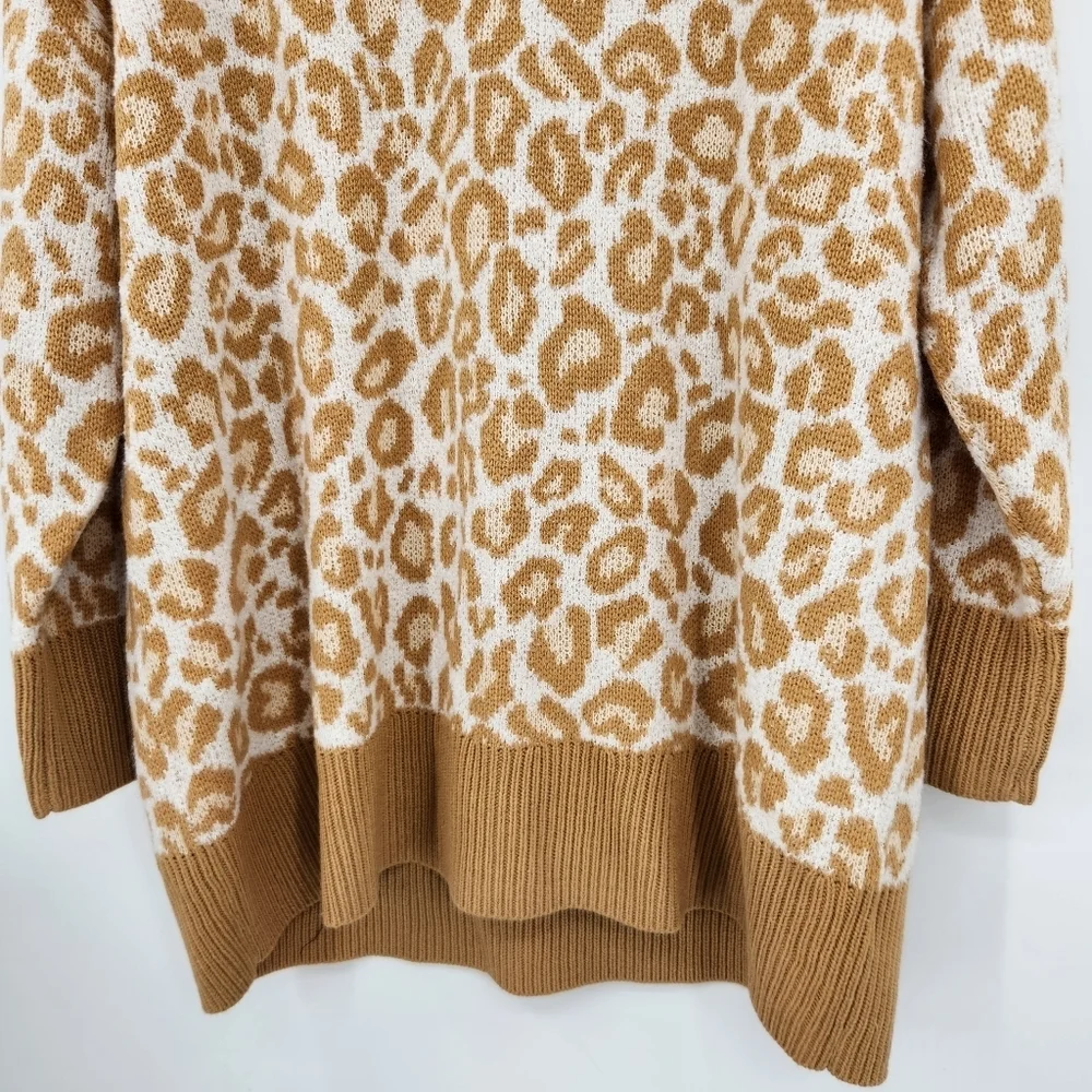 Torrid Leopard Long Sleeve Drop Shoulder Popcorn Pullover Sweater Womens Size 2X